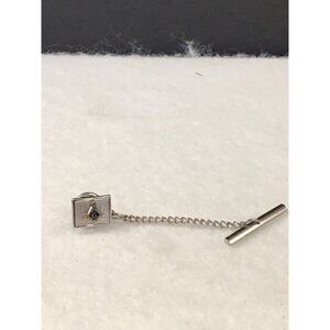 Vintage Silver Tone Swank Freemason Small Square Tie Tack (1485)